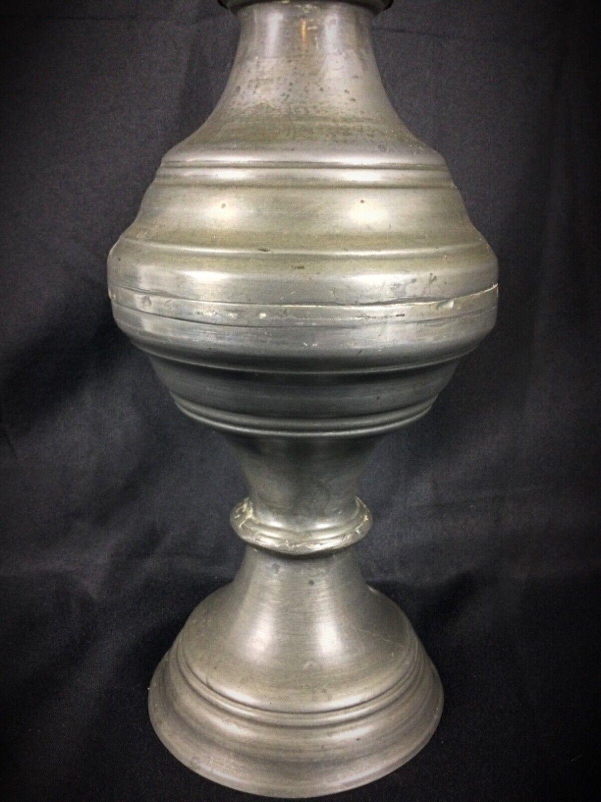 Collectible pewter oil lamp antique
