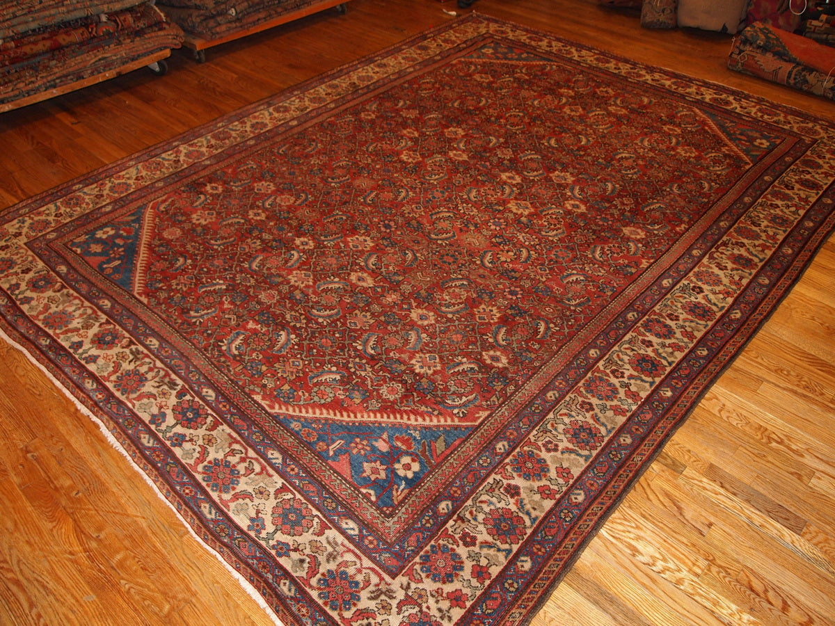 Hand made antique Persian Mahal rug 8.9' x 11.7' (274cm x 359cm) 1900s - 1B212 - One Royal Art