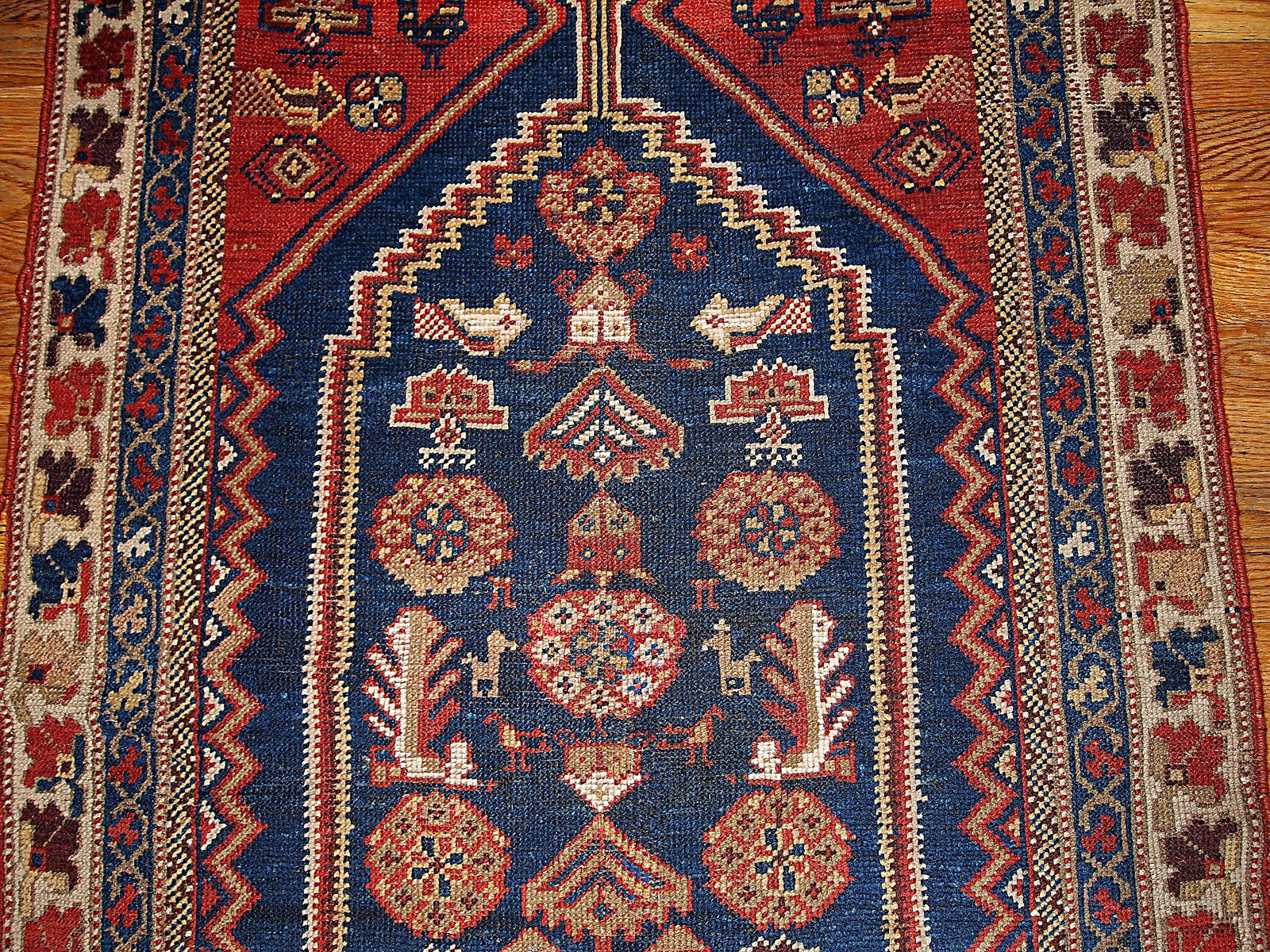 Handmade antique Persian Shiraz rug 3.2' x 5.9' (97cm x 180cm) 1920s - 1B223 - One Royal Art