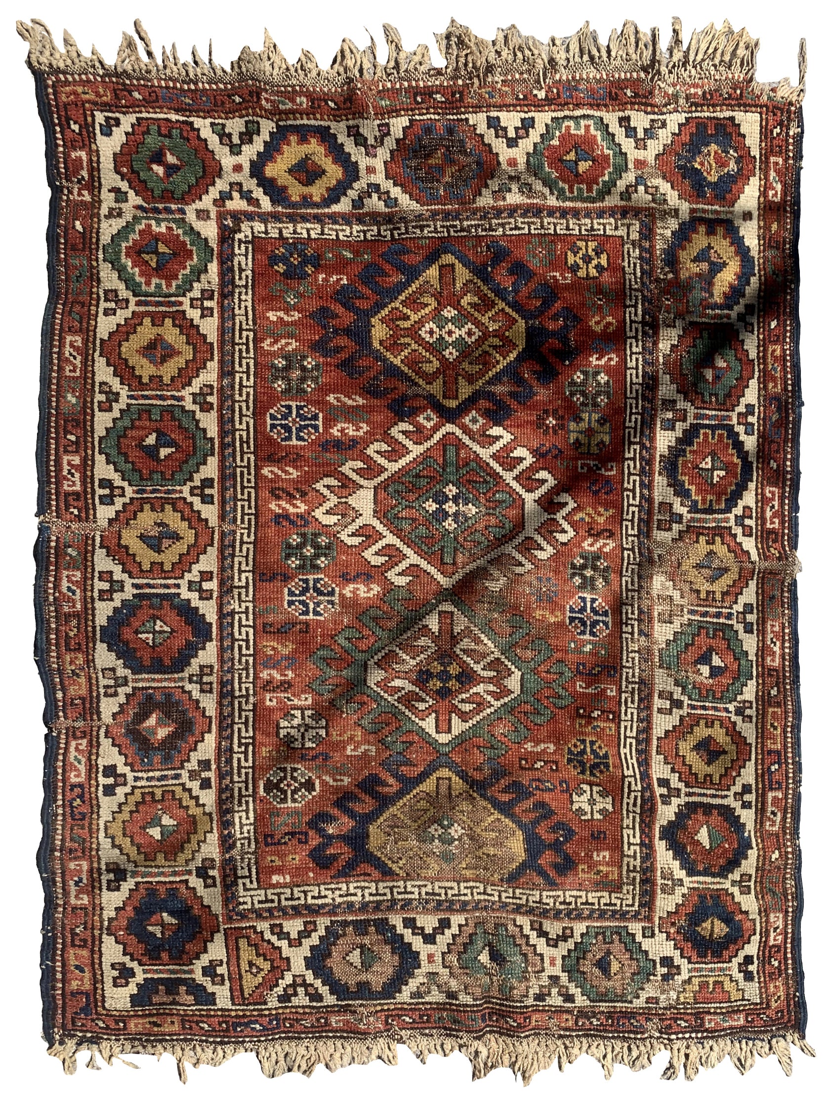 Handmade antique Caucasian Kazak rug 1880s