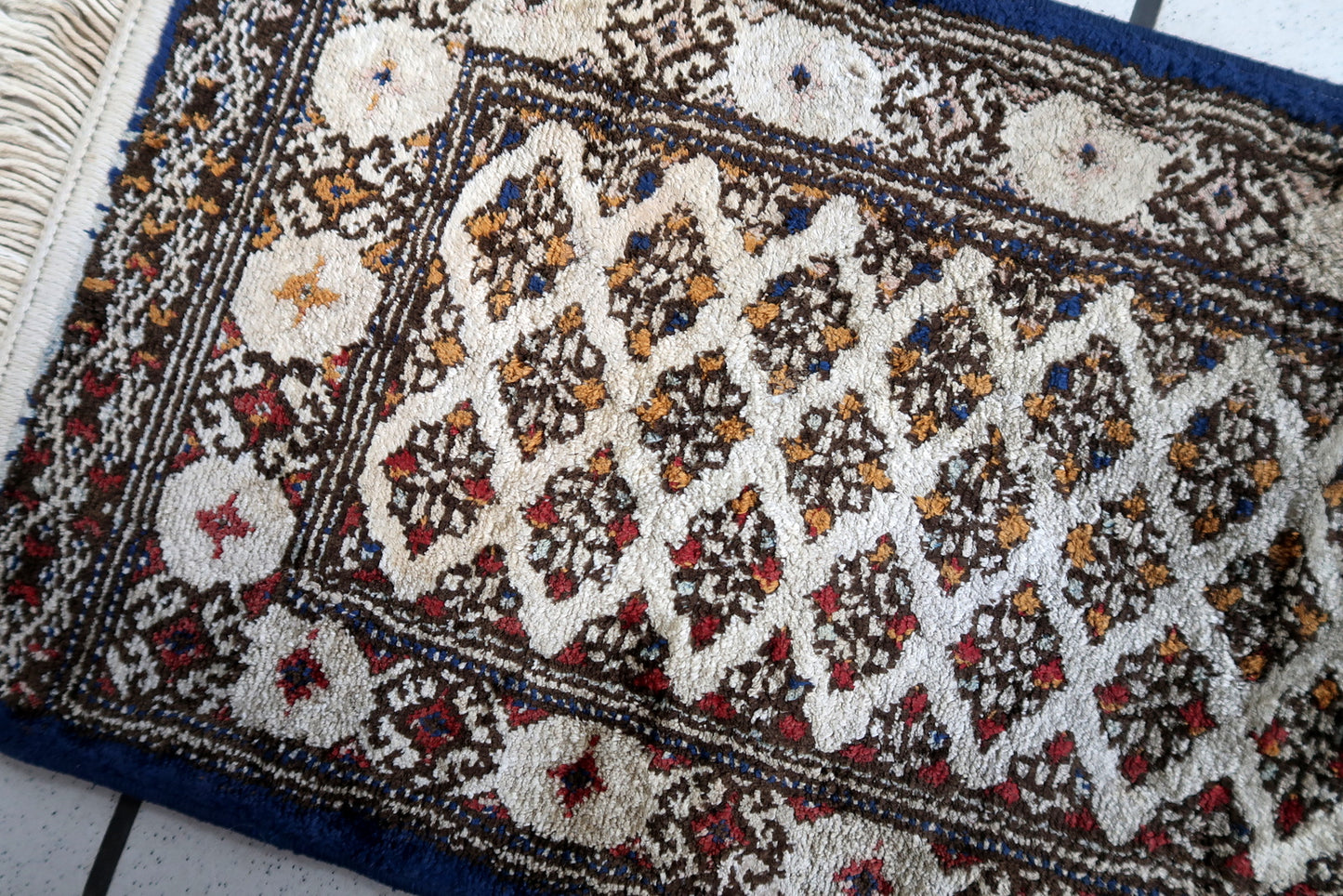 Vintage Turkish Sivas silk mat 1950s