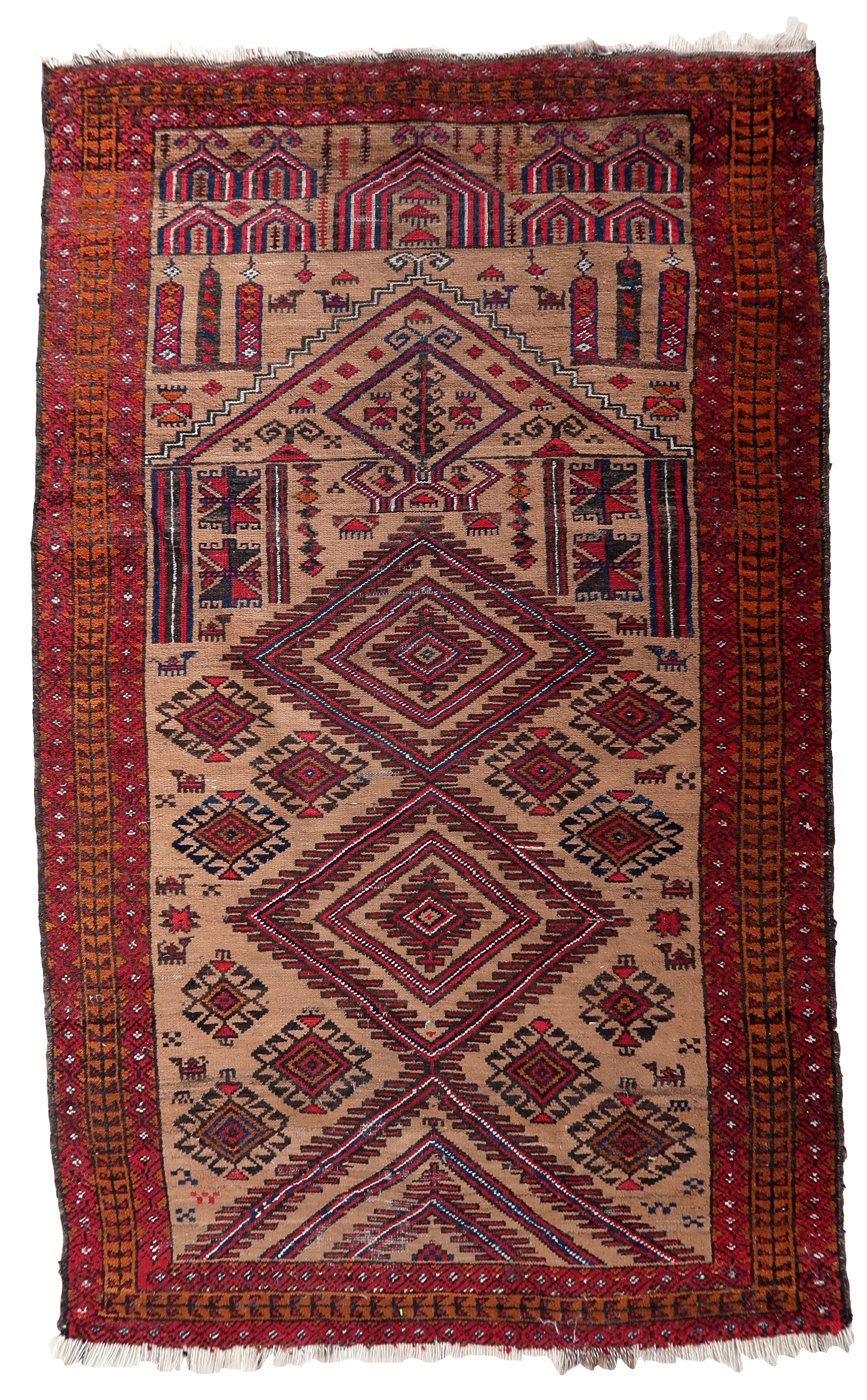 Handmade antique Afghan Baluch prayer rug 1920s