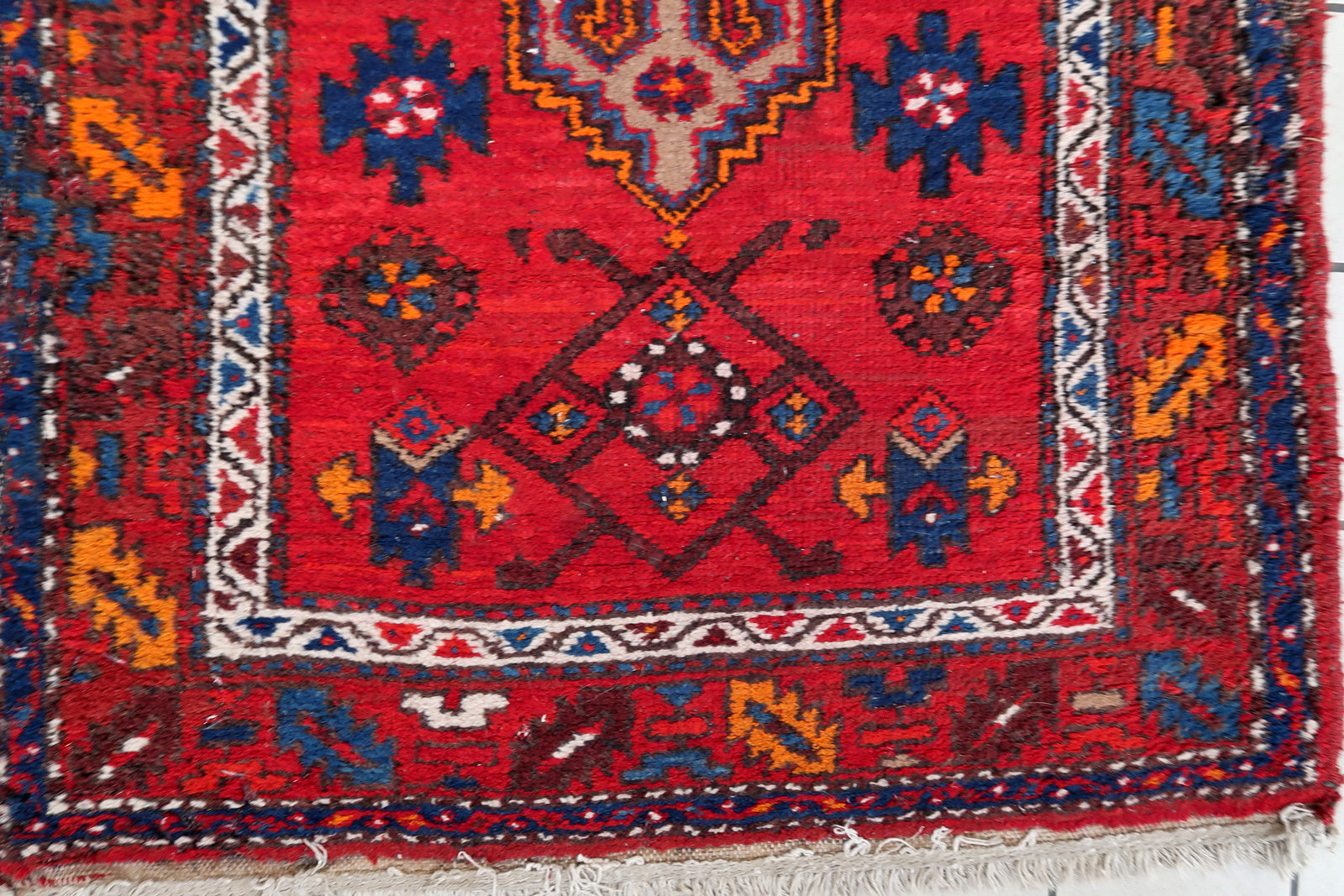 Handmade vintage Persian Hamadan rug 1970s