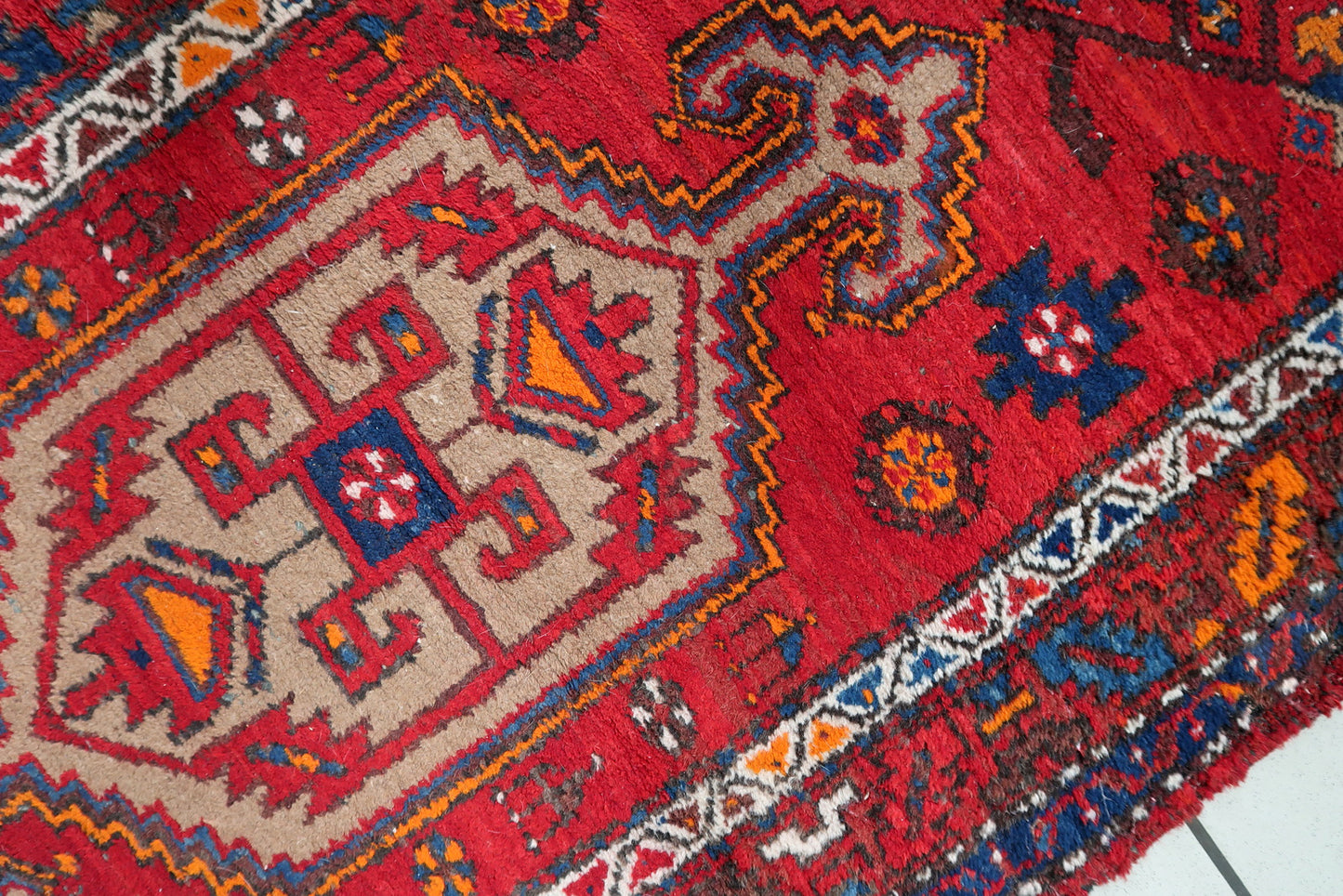 Handmade vintage Persian Hamadan rug 1970s