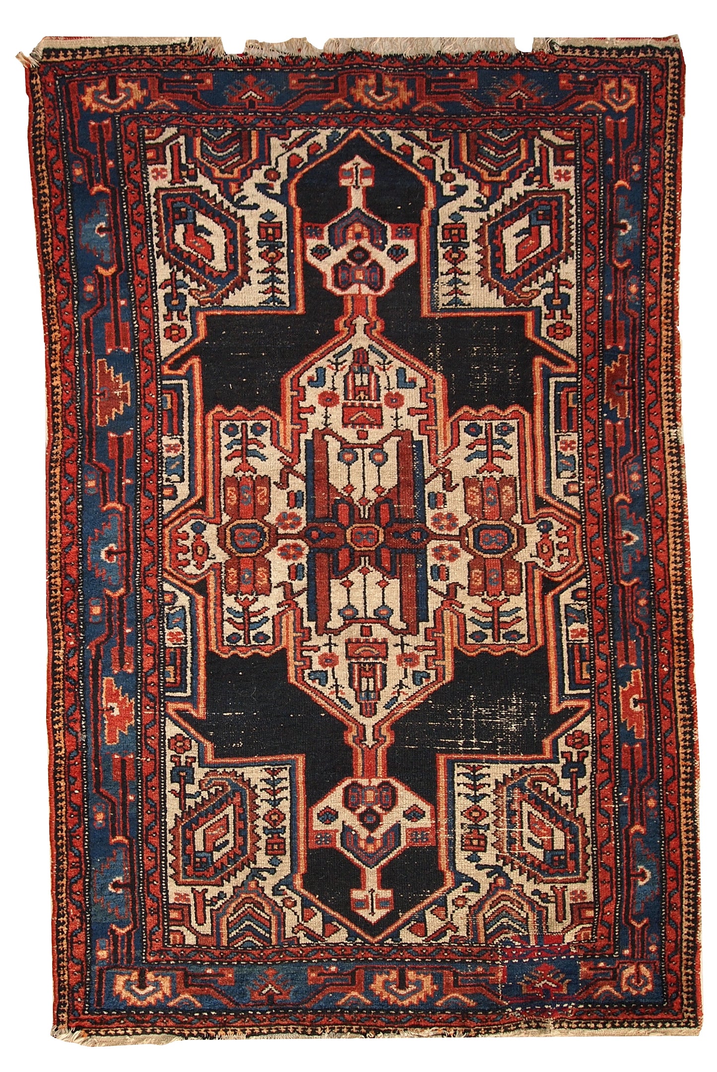 Handmade antique Persian Hamadan rug 3.9' x 5.9' (120cm x 180cm) 1920s - 1C321 - One Royal Art