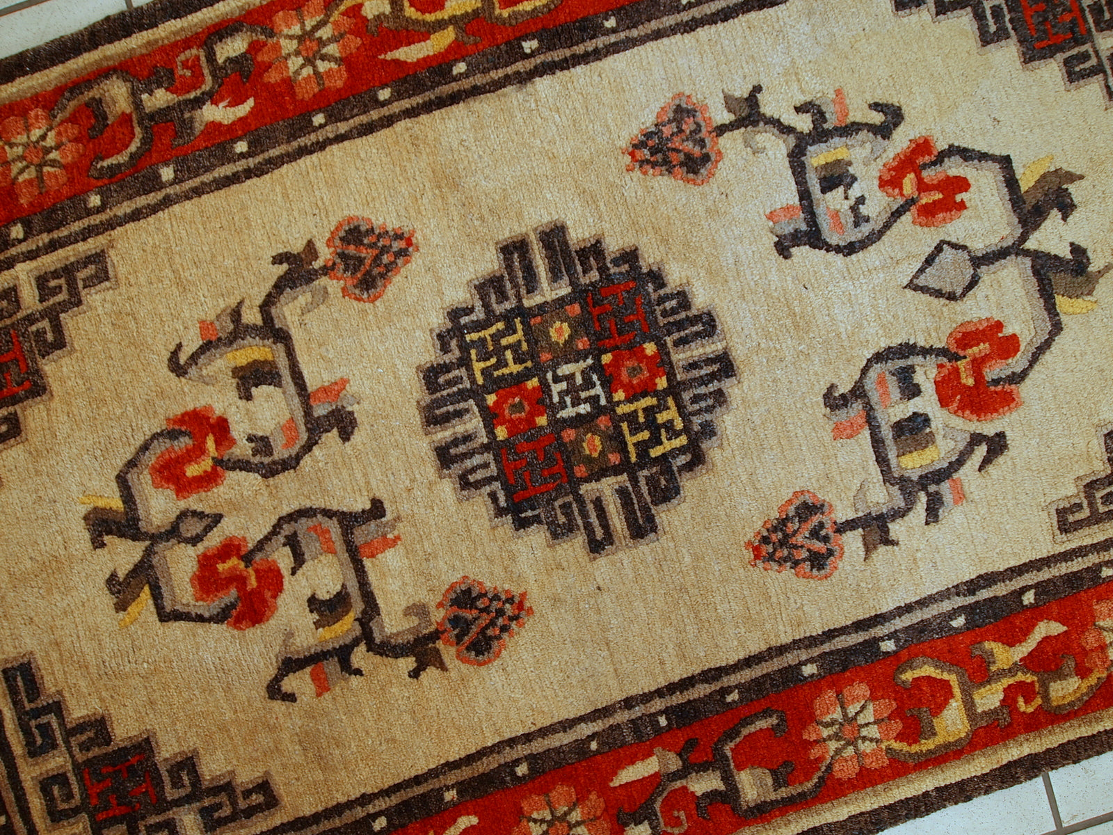 Handmade vintage Mongolian rug 2,9' x 5,2' (90cm x 160cm) 1970s - 1C349 - One Royal Art