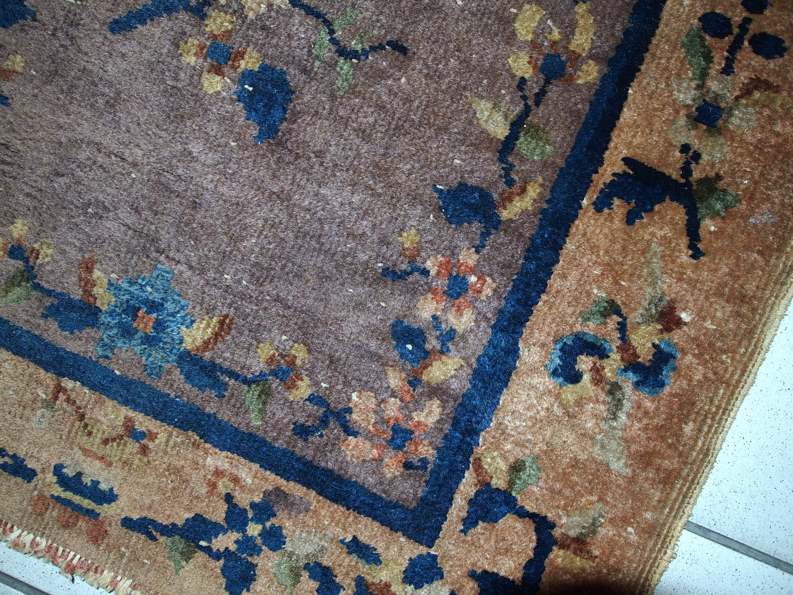 Handmade antique Art Deco Chinese rug 2.2' x 3.7' (67cm x 114cm) 1920s - 1C354 - One Royal Art