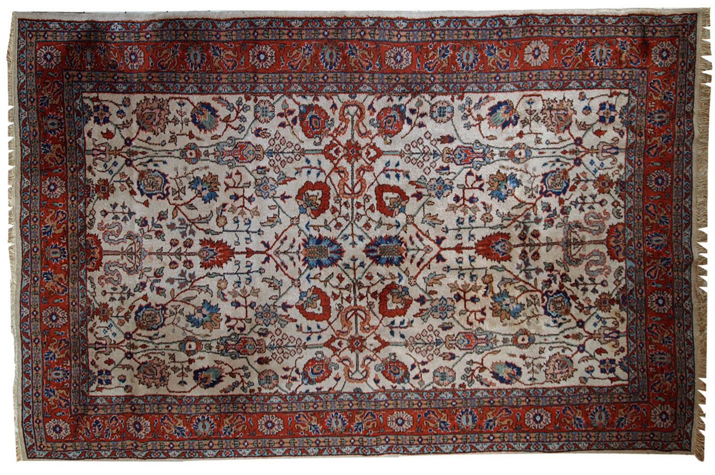 Handmade vintage Persian Mashad rug 6.9' x 10.9' (210cm x 334cm) 1950s - 1C487