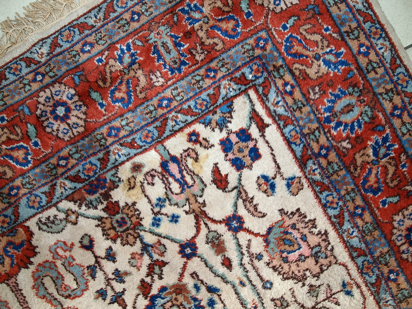 Handmade vintage Persian Mashad rug 6.9' x 10.9' (210cm x 334cm) 1950s - 1C487