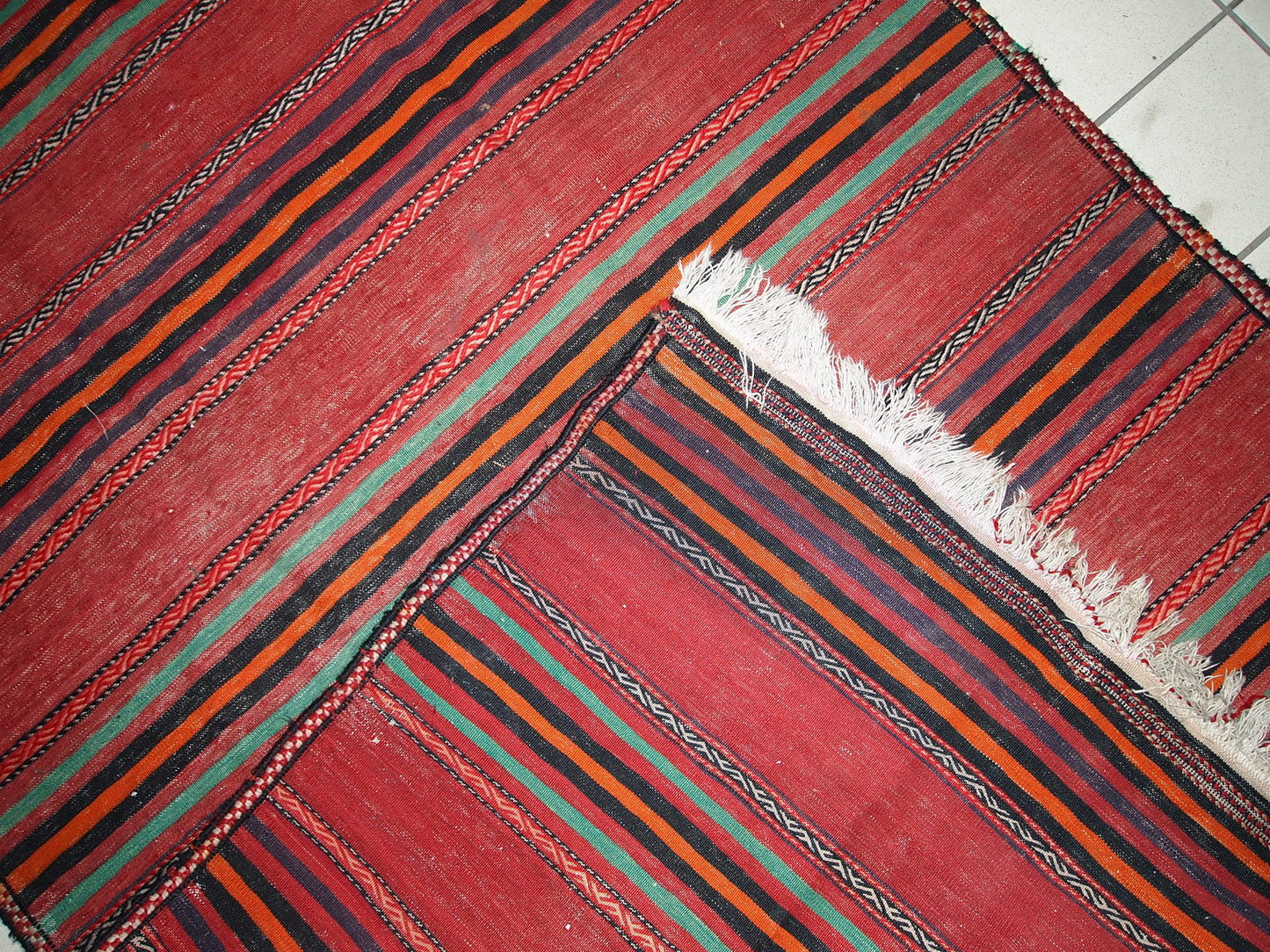 Handmade vintage Persian Ardabil striped kilim, 1940s