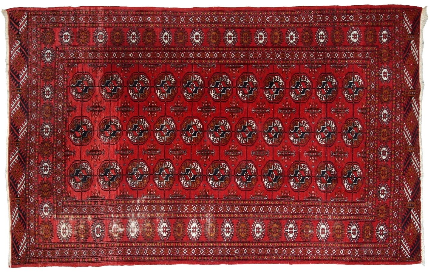 Handmade vintage Pakistani Tekke rug 4.1' x 5.9' (127cm x 180cm) 1960s - 1C598