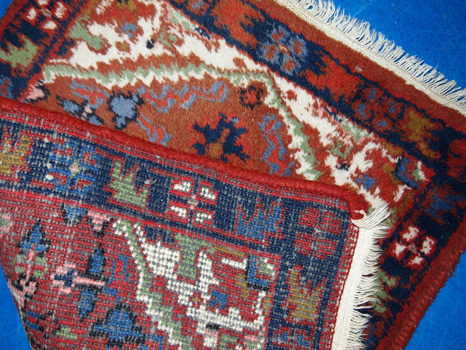 Handmade vintage Persian Hamadan rug 1970s