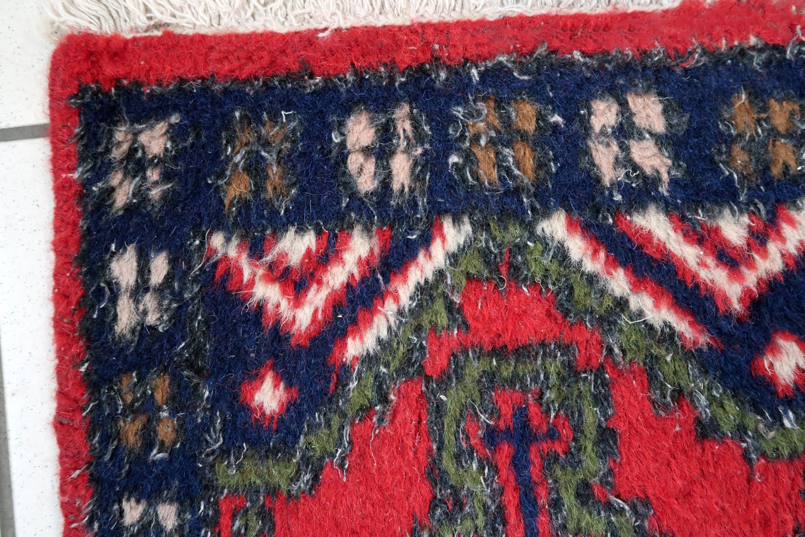 Handmade vintage Persian Hamadan mat 1970s