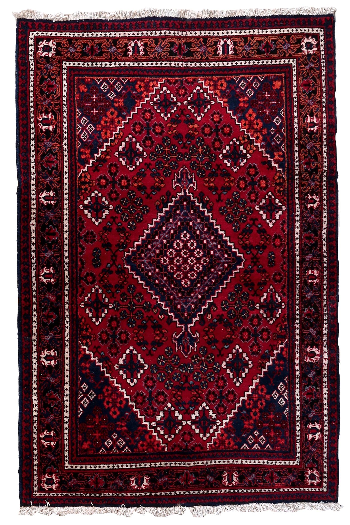 Handmade vintage Persian Hamadan rug 1970s