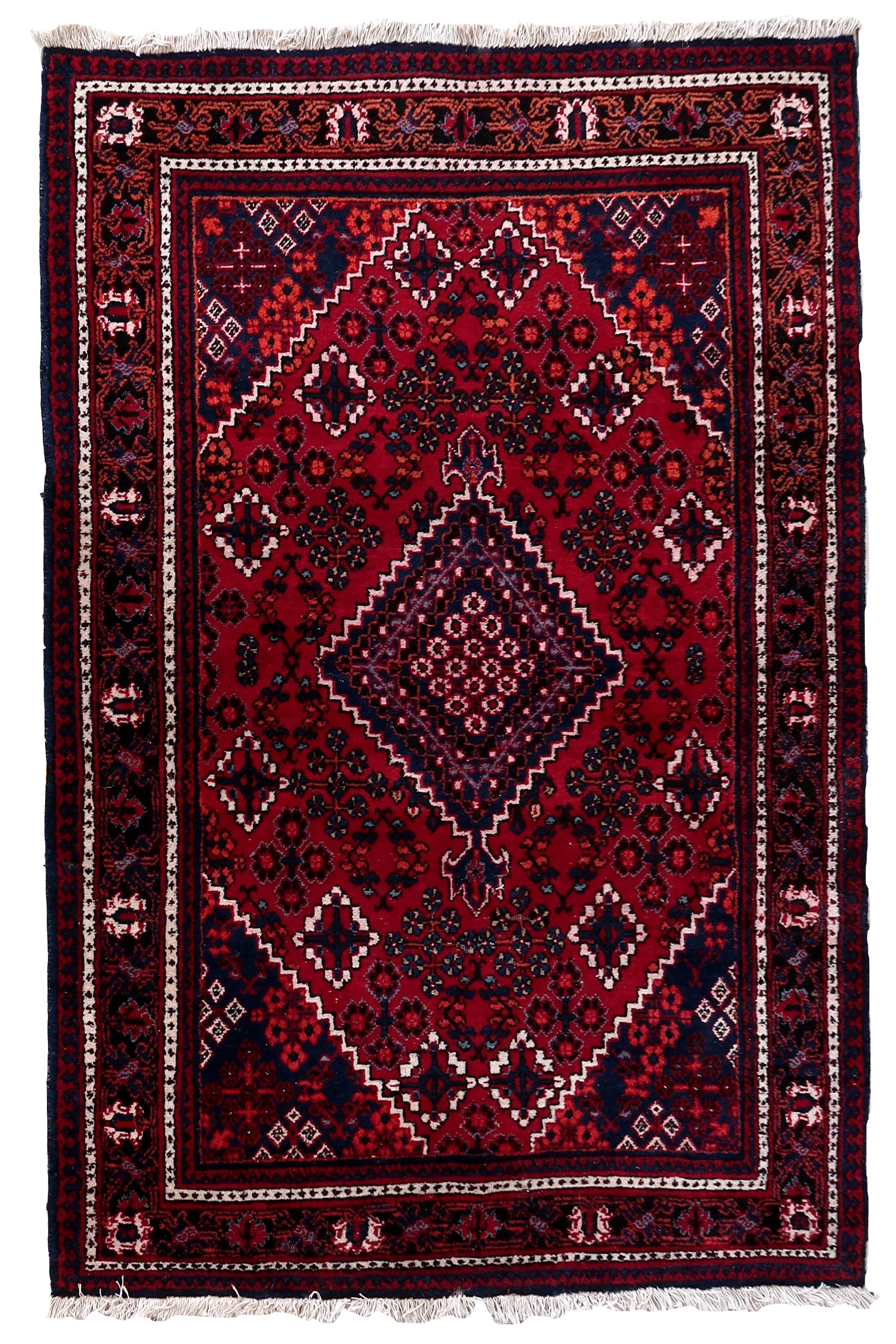 Handmade vintage Persian Hamadan rug 1970s