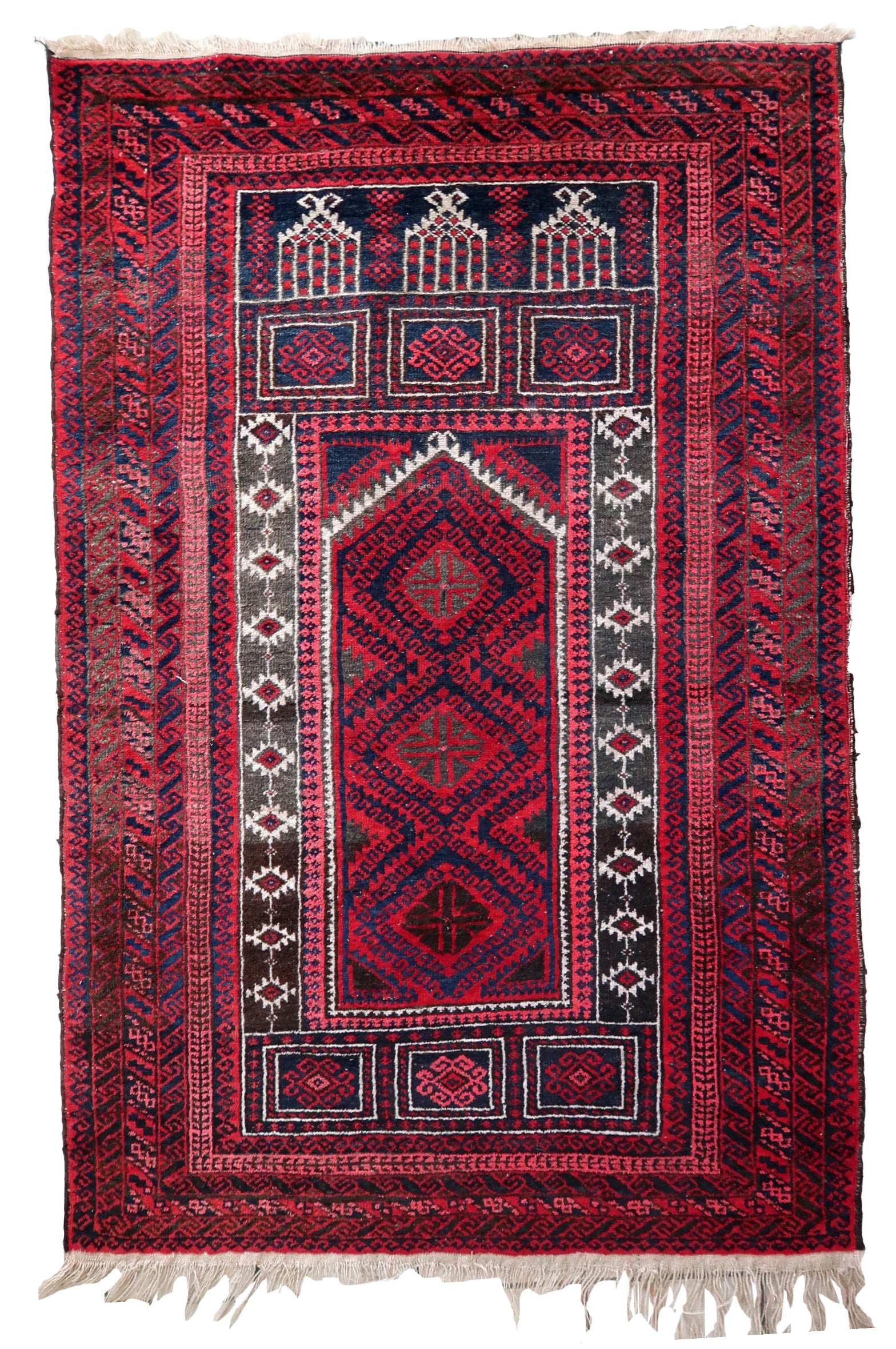 Handmade vintage Afghan Baluch prayer rug 3' x 4.9' (94cm x 152cm ...