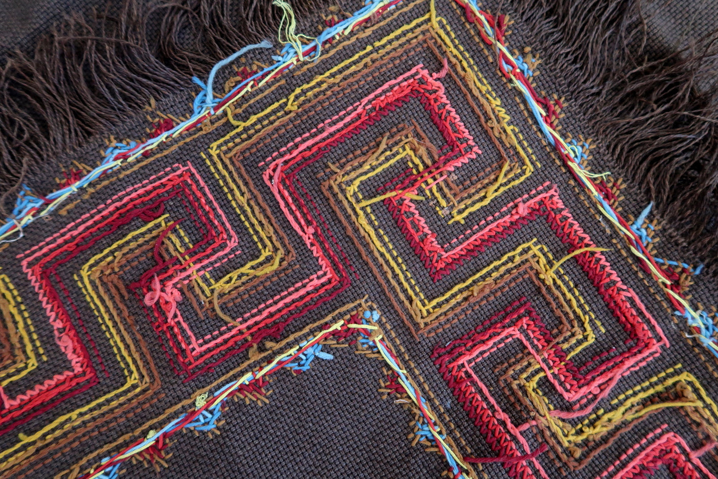 Handmade vintage unusual square Tapestry from Portugal. The tapestry is in original good condition, has minimal signs of age. It is from the middle of 20th century.