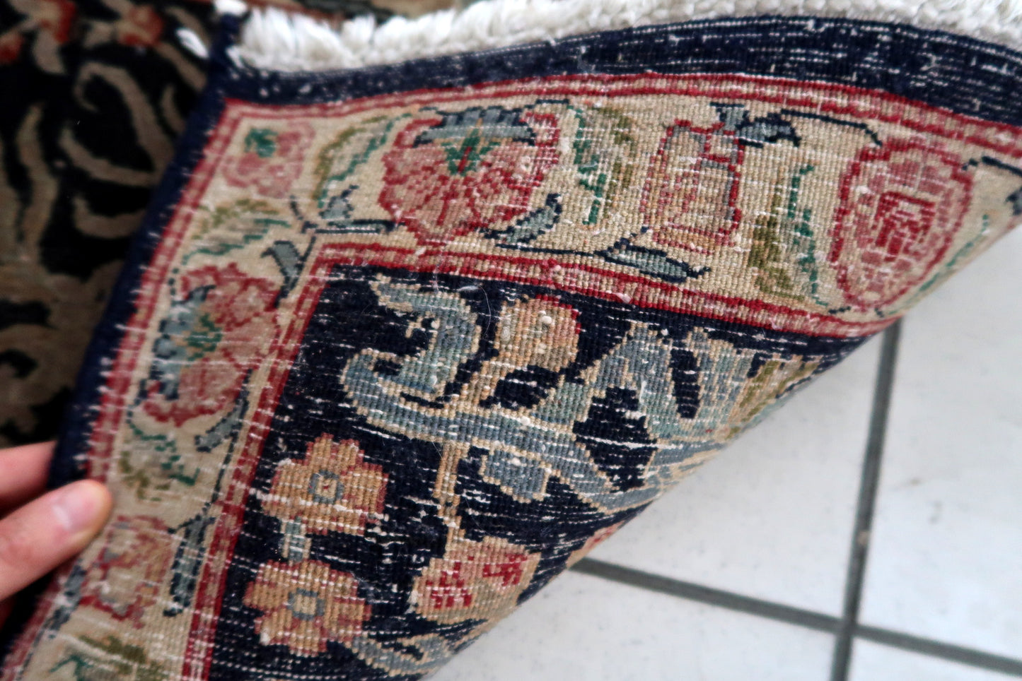 Handmade vintage Persian Tabriz rug 1970s