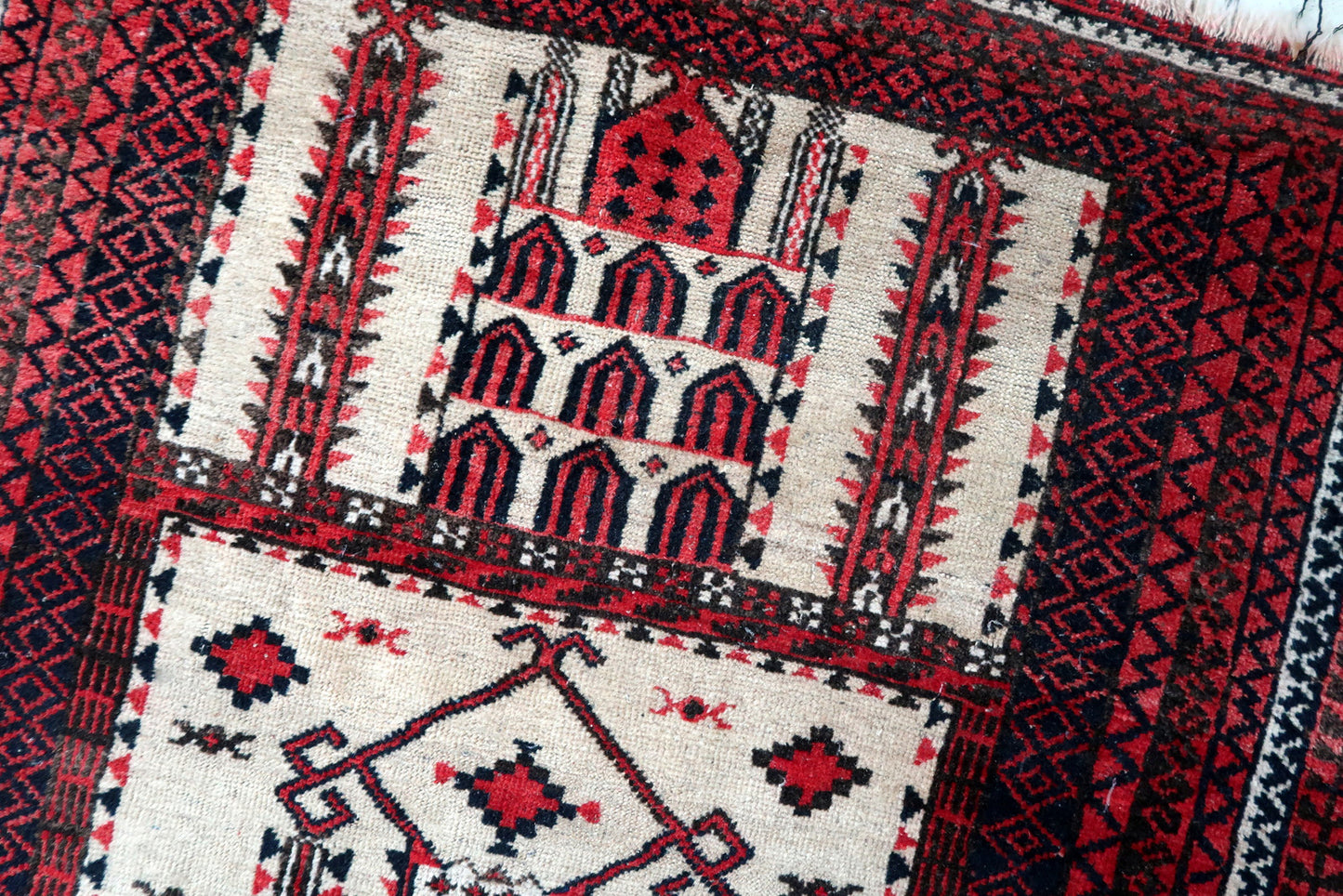 Handmade antique Afghan Baluch prayer rug 1910s