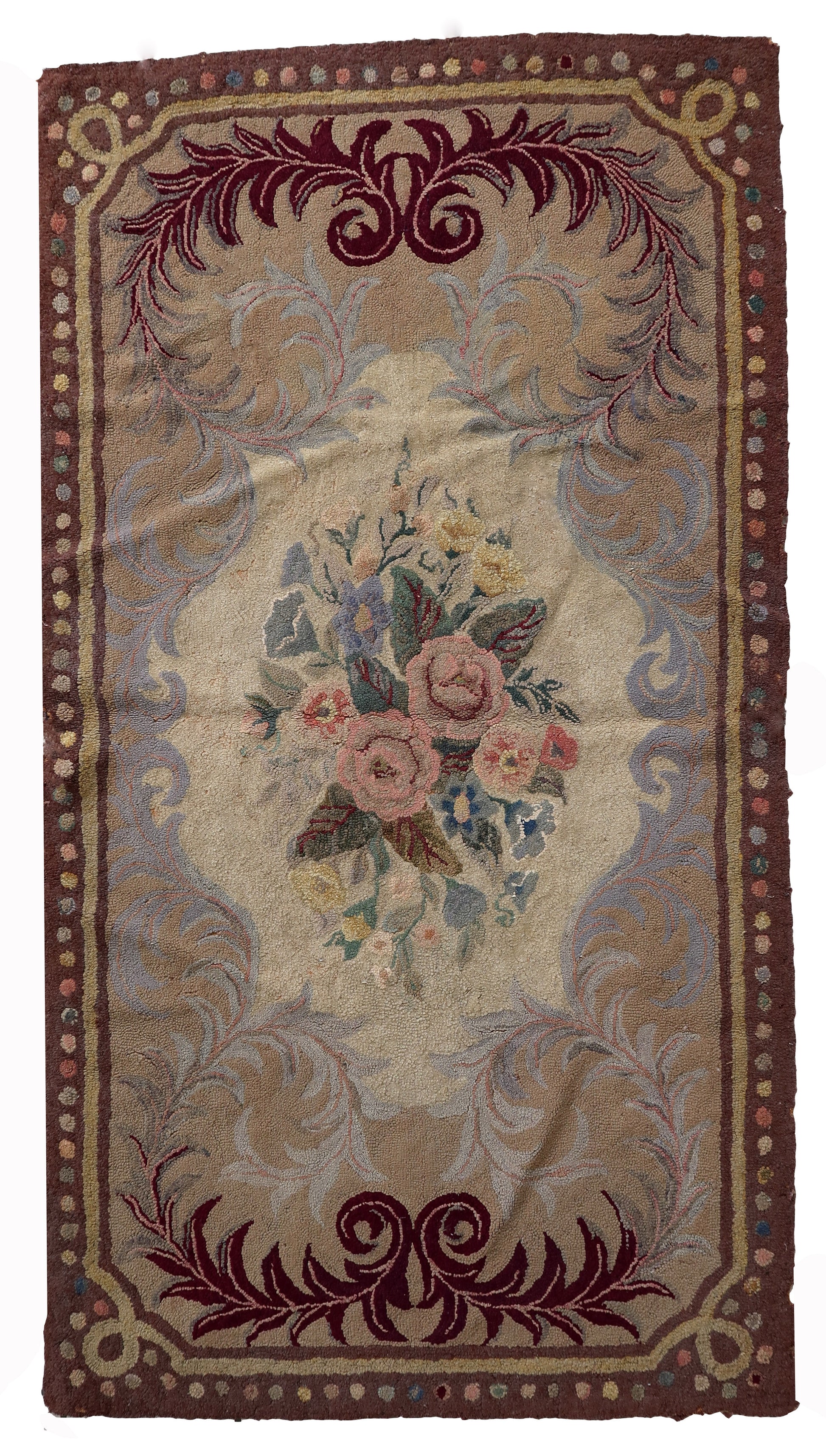 Handmade antique American Hooked rug 1880s