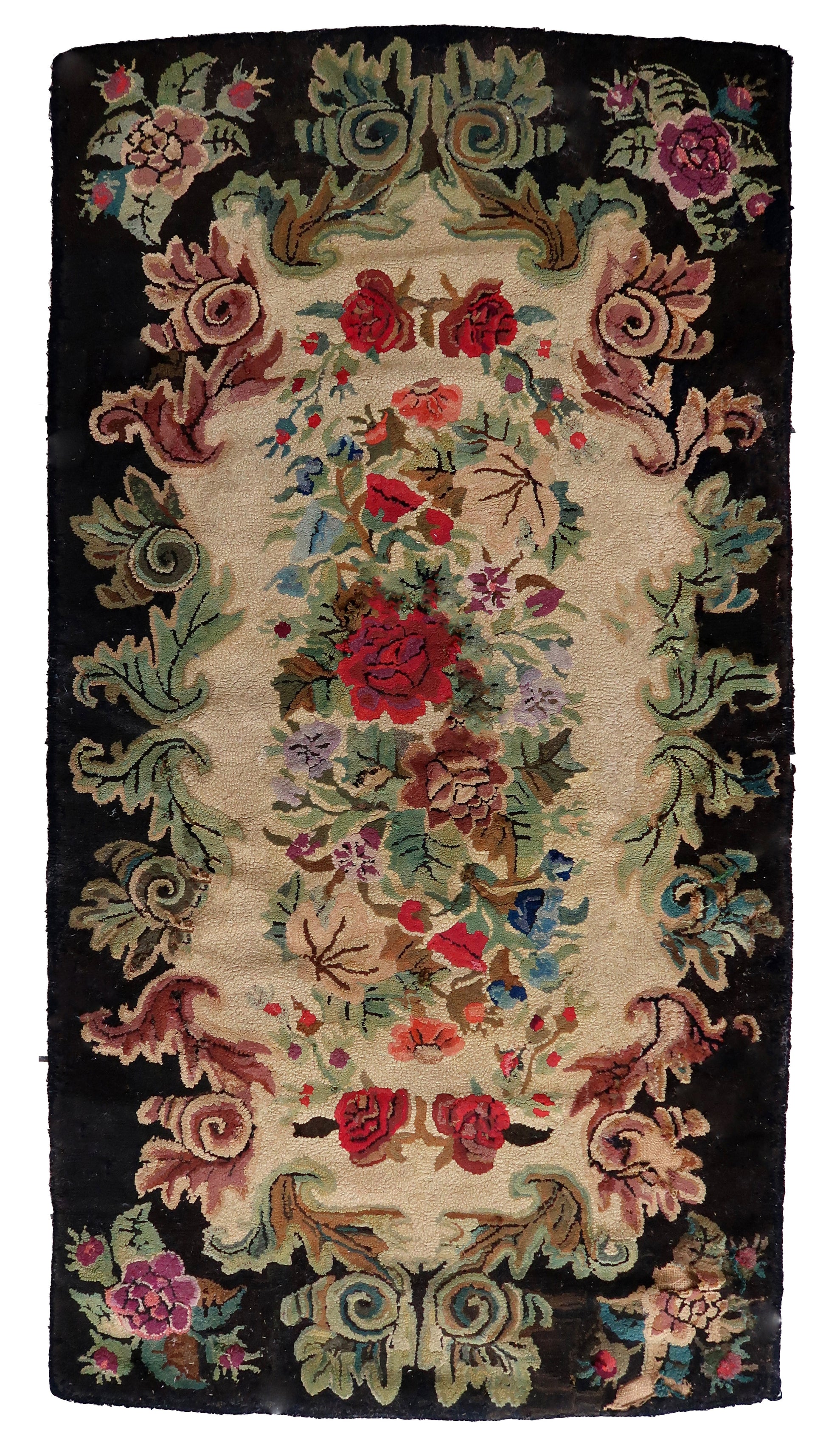 Handmade antique American Hooked rug 1880s