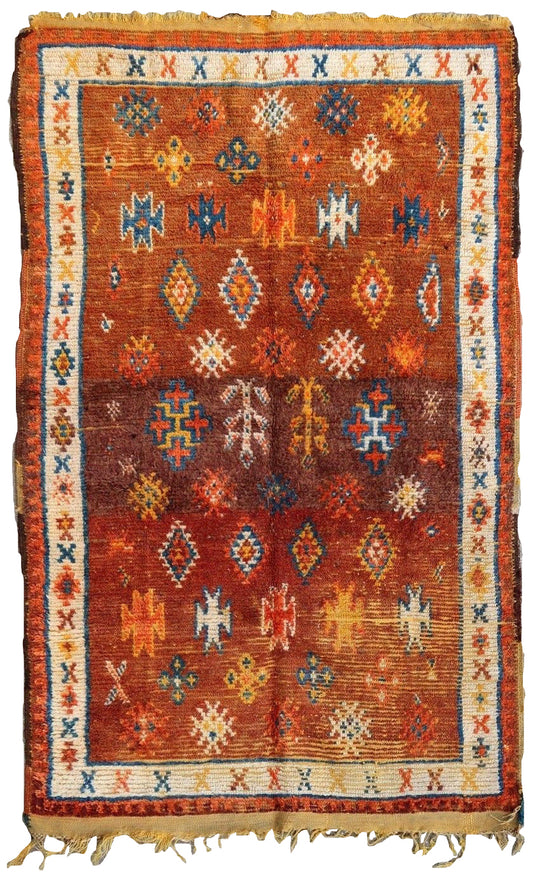 Handmade antique Moroccan Berber rug 1900s